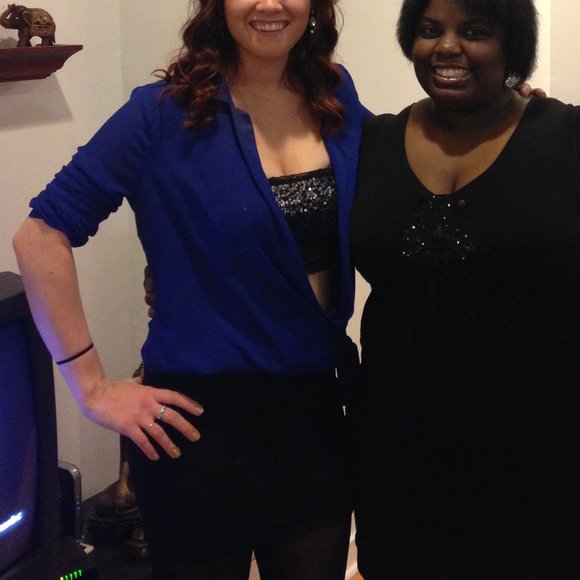 Beautiful Blue Wrap Illusion Blouse - Picture 4 of 4